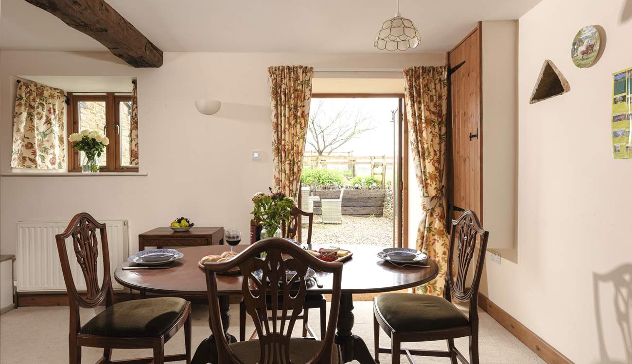 French doors lead out to the gravelled garden.