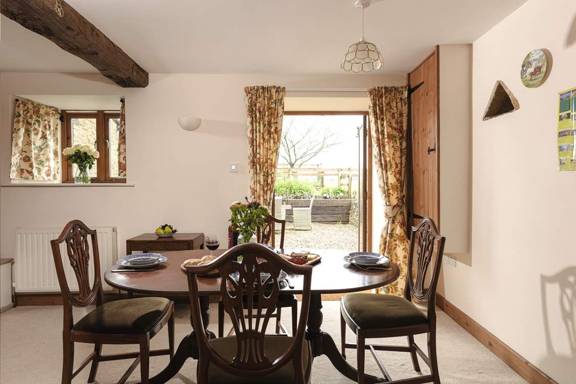 French doors lead out to the gravelled garden.