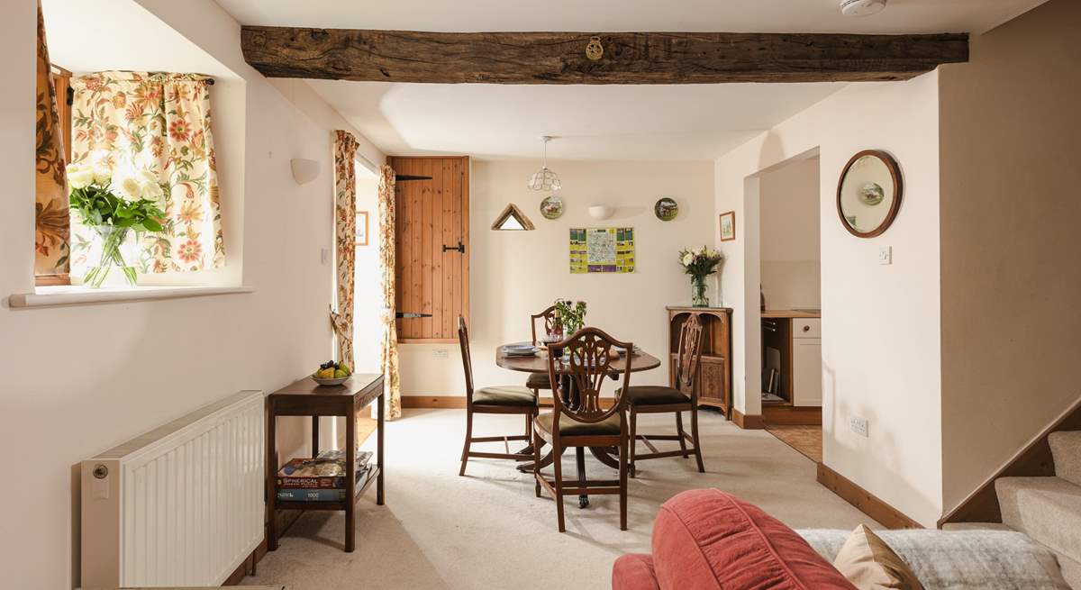 Original exposed beams provide a cosy atmosphere.