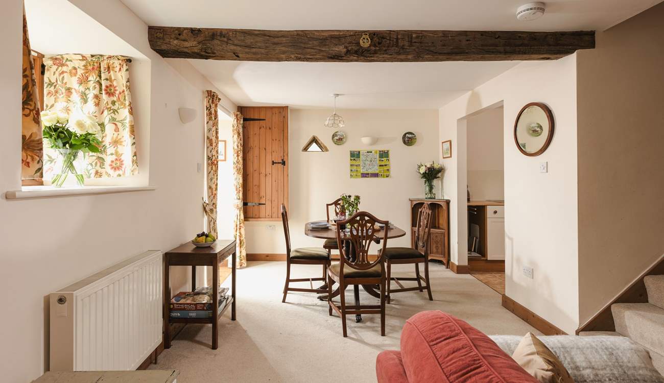 Original exposed beams provide a cosy atmosphere.