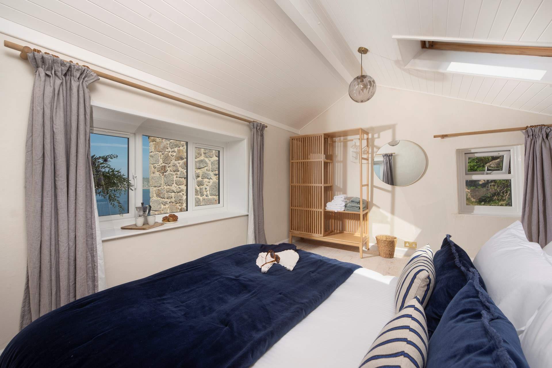 Sumptuous bed linen on the king-size bed and an exceptional view to wake up to.