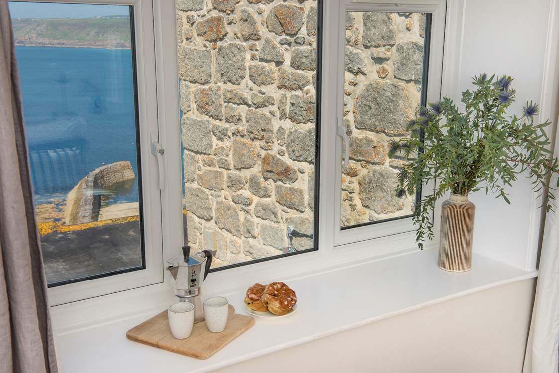 Breakfast alongside the Atlantic ocean.
