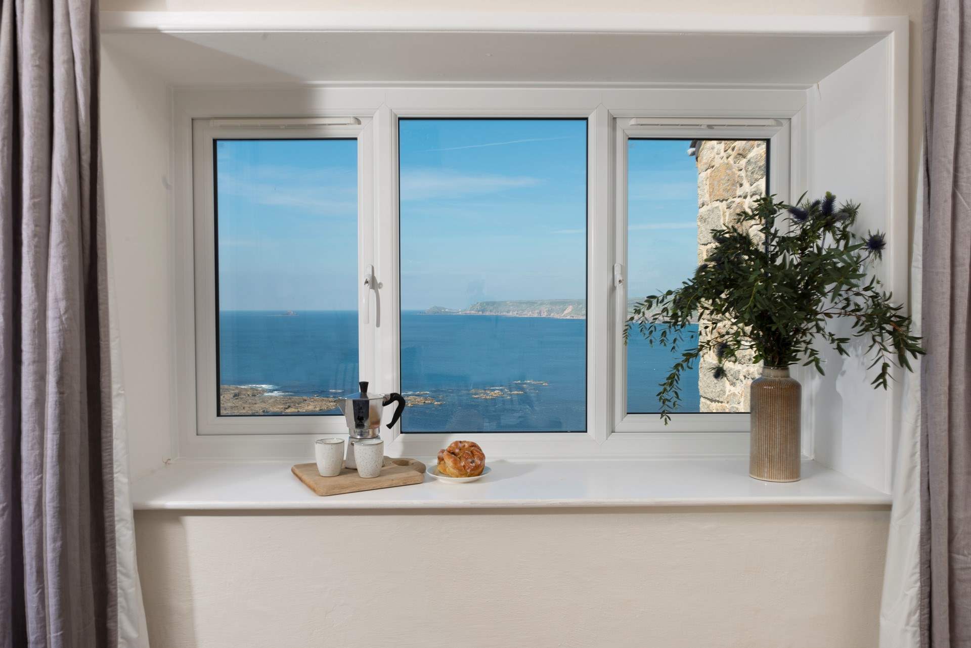 The turquoise sea surrounds you.