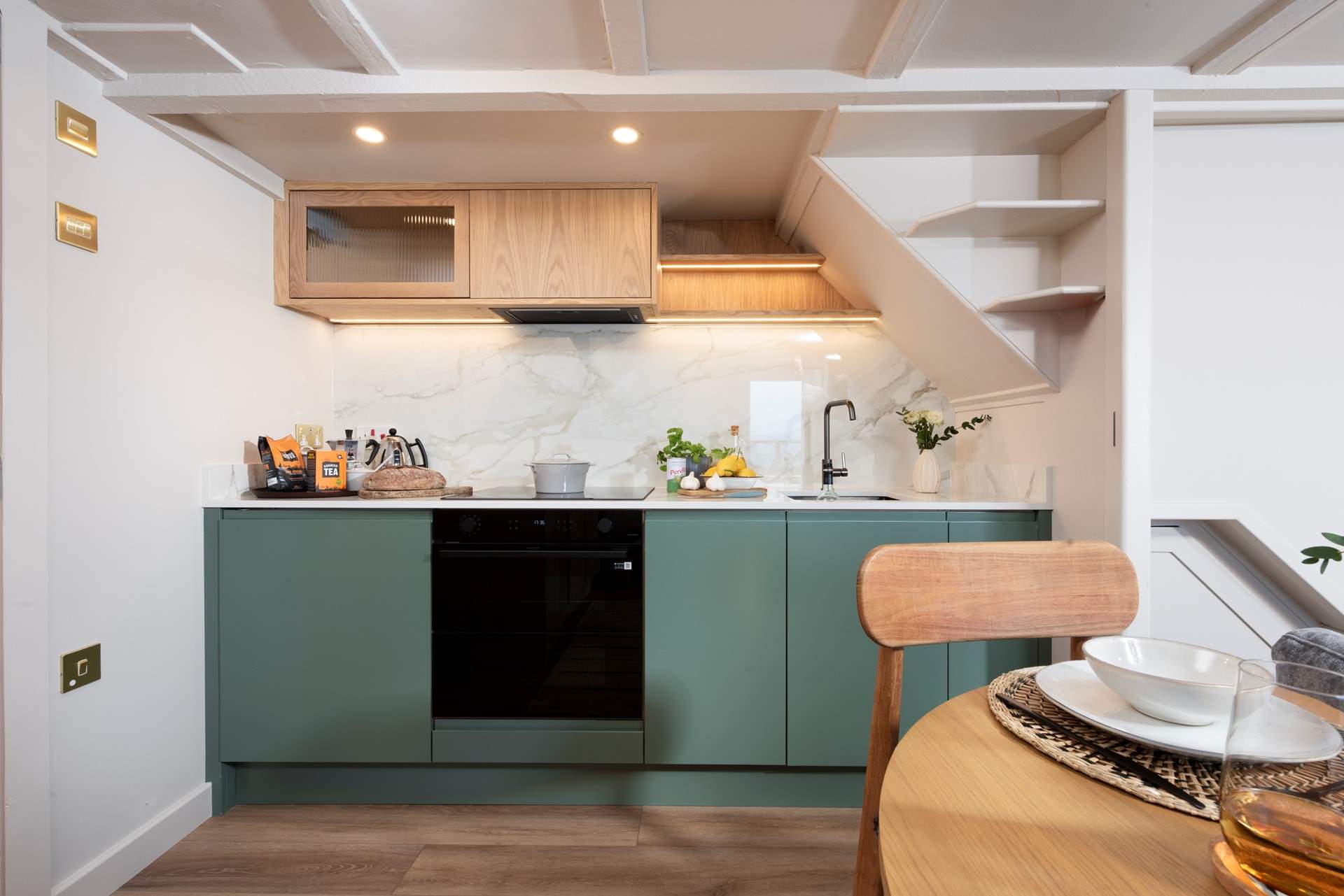 The modern new kitchen.