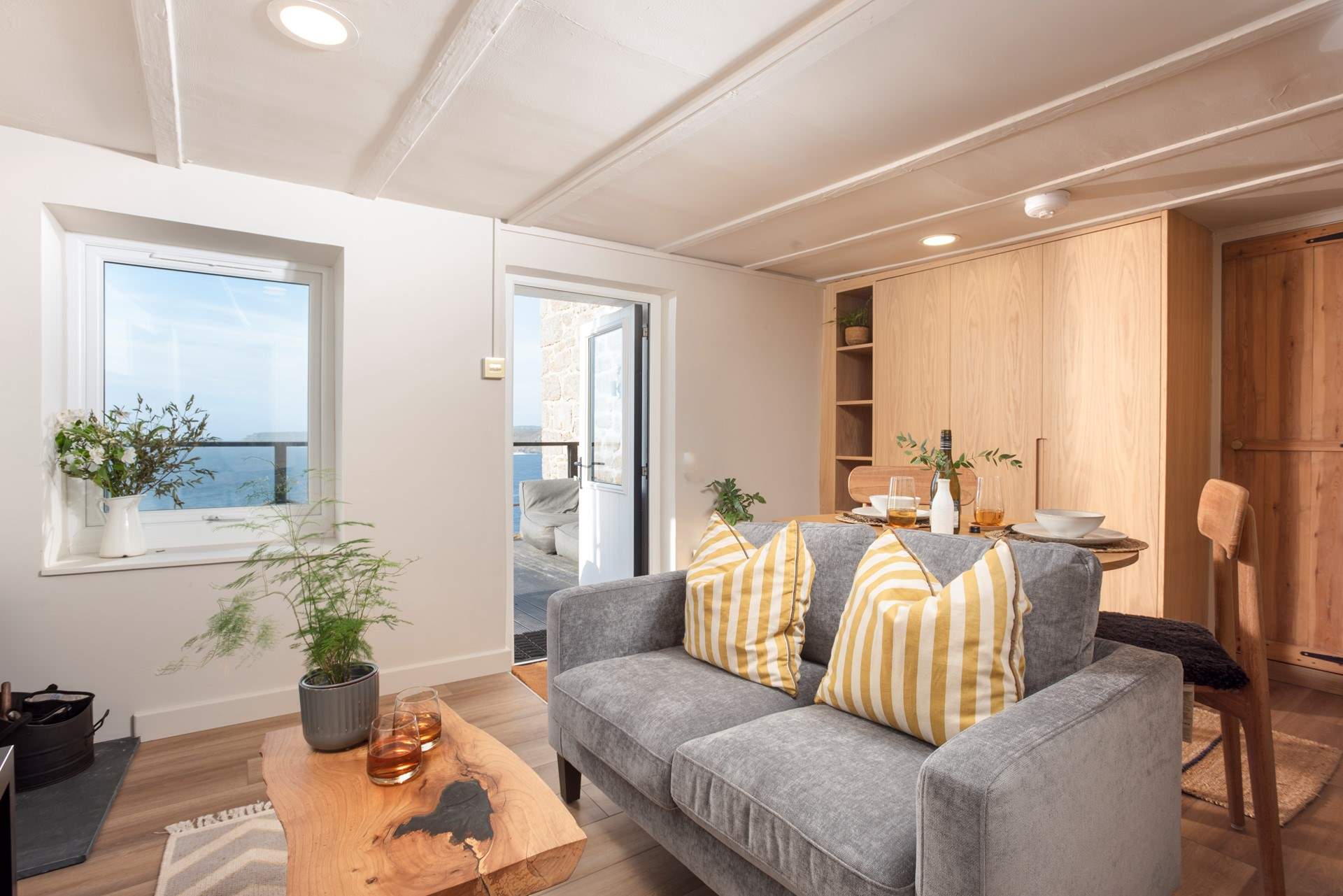 A snug, cosy open plan living area.
