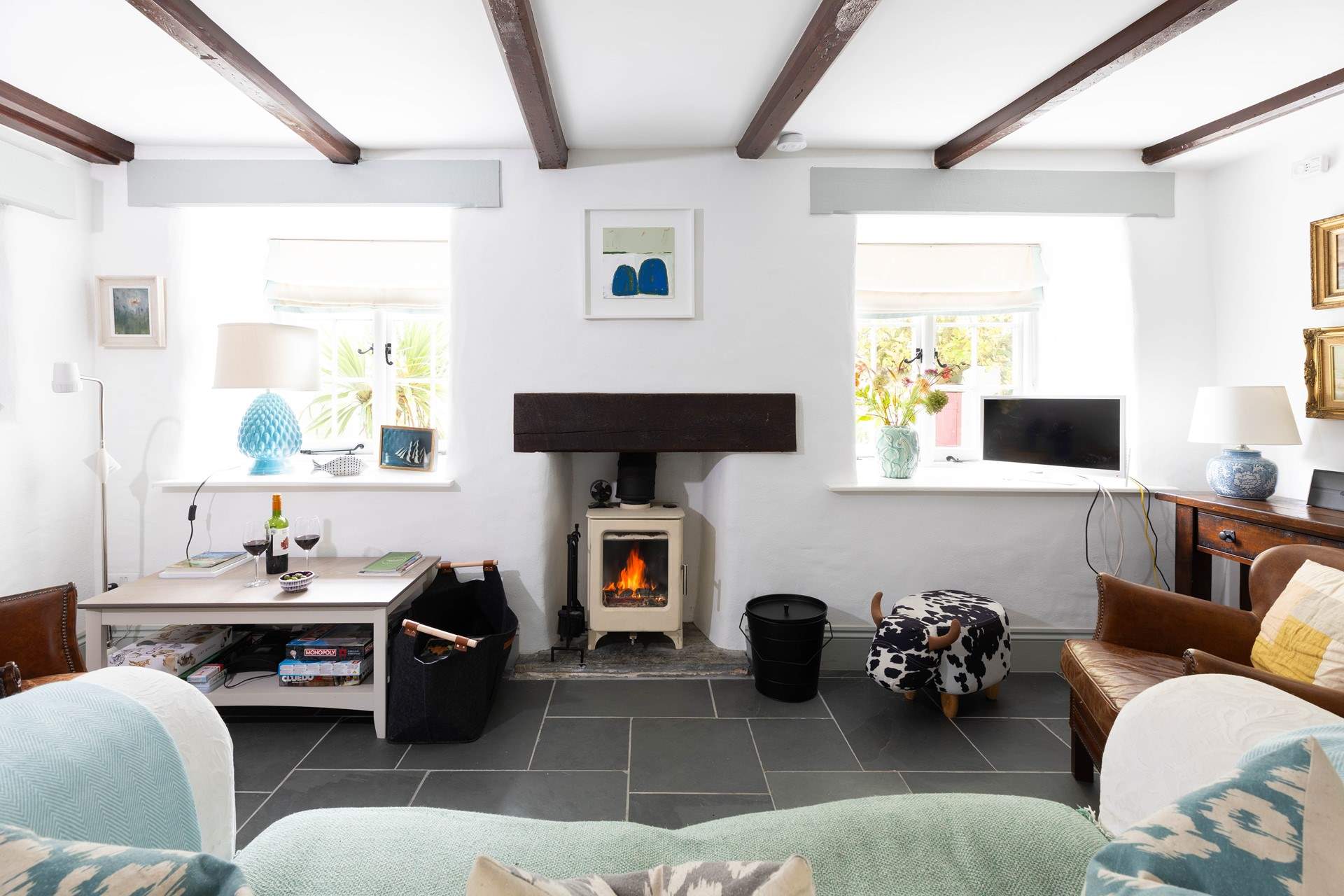 Charming interiors await.