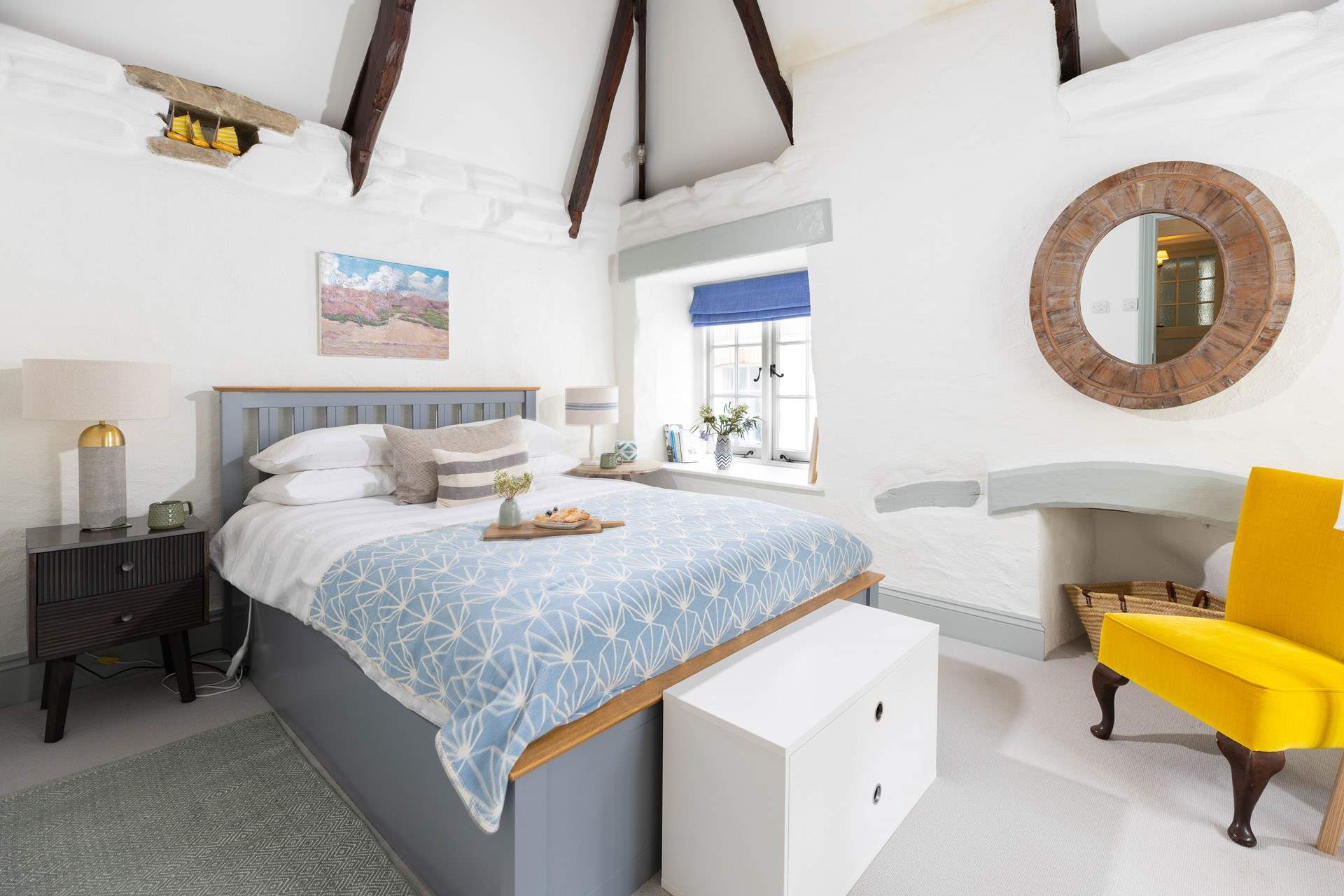 Calming neutral tones in the double bedroom.