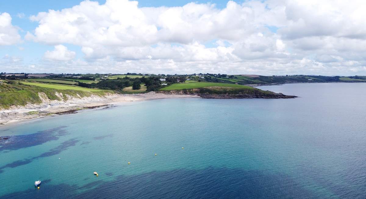 Wander along the coast path to the Hidden Hut and stunning Porthcurnick beach.