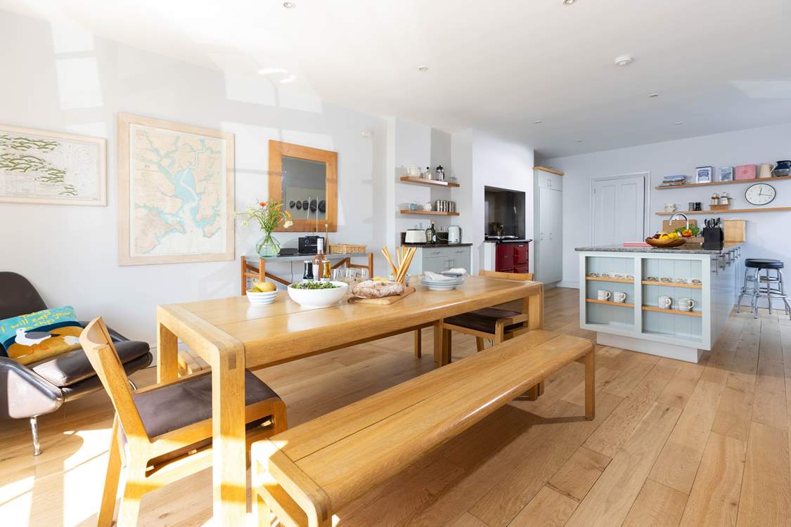 The large kitchen/dining-room has plenty of space for the whole family.