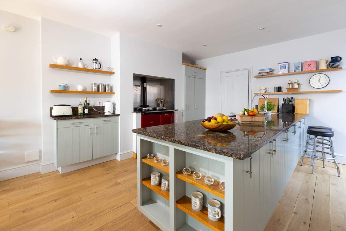 The well-equipped kitchen is ready for the chef of the group to cook up a holiday meal.