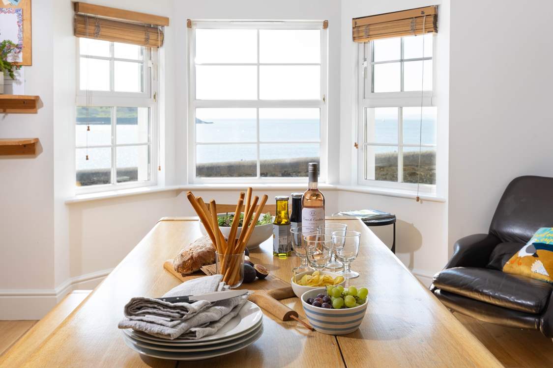 Enjoy a glass of wine with the gorgeous views from the kitchen/diner.