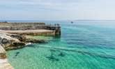 Crystal clear turquoise blue waters in St Ives, a swimmer's paradise. - Thumbnail Image