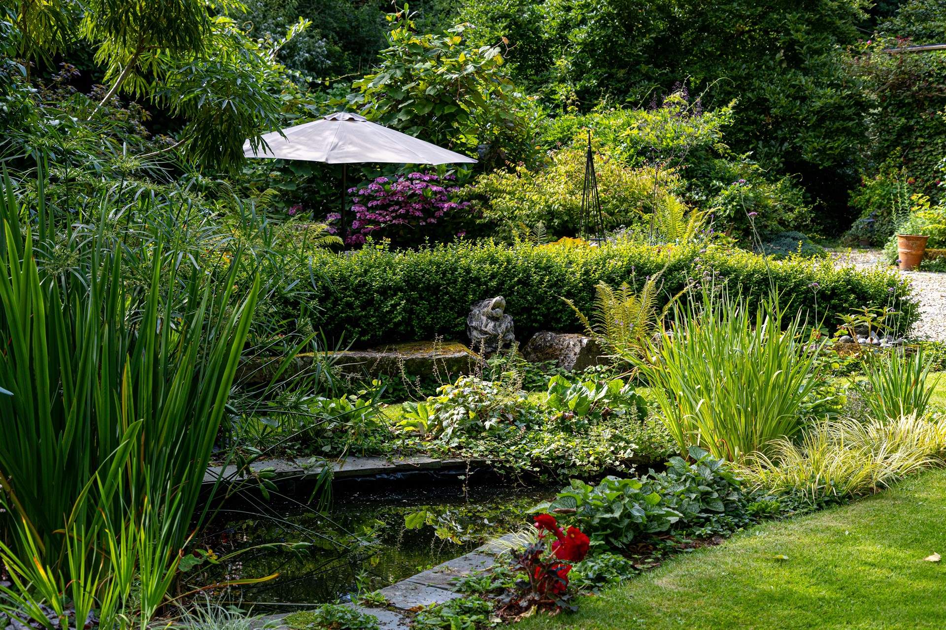 At the front of the garden there is a small pond, please supervise younger members in the party.