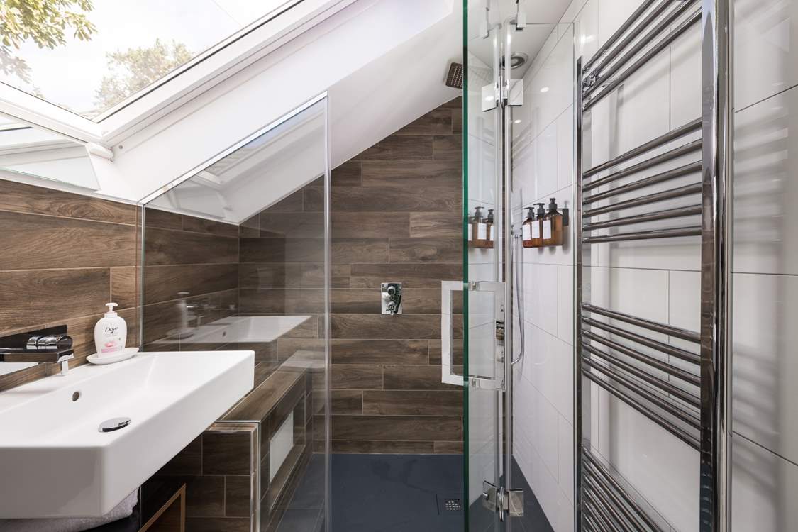 Light floods into the shower-room.