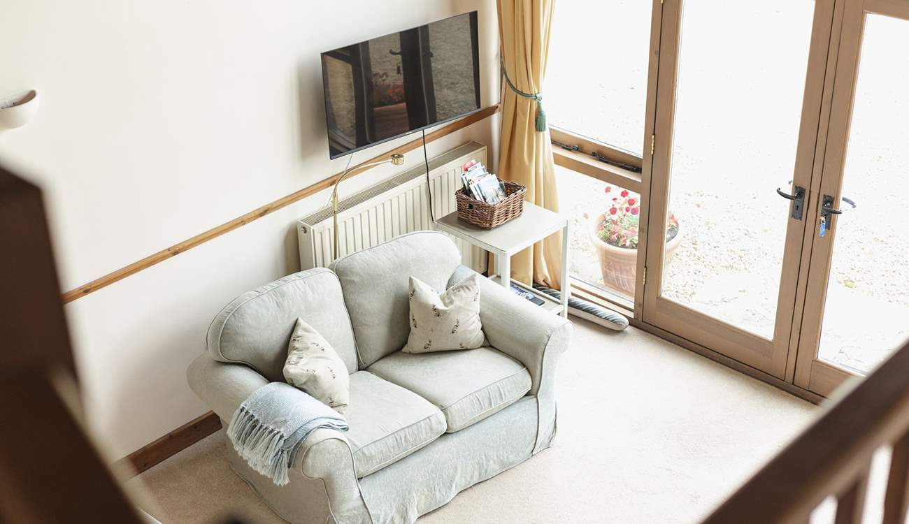 The view down to the sitting/dining-room.