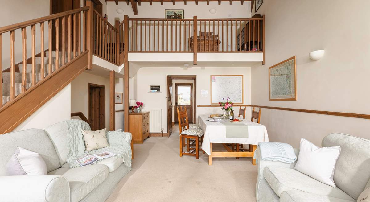 A delightful galleried landing runs across the width of the barn.