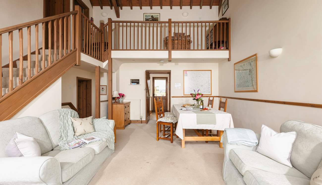 A delightful galleried landing runs across the width of the barn.