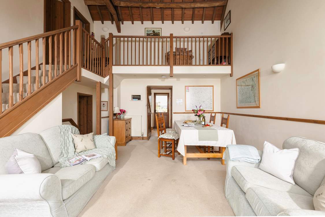 A delightful galleried landing runs across the width of the barn.