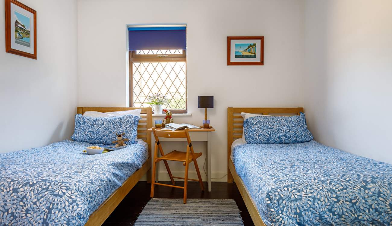 The twin bedded room is ideal for children or adults. 