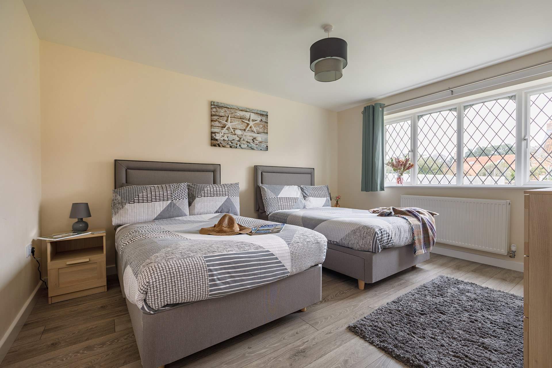 The twin beds are four-foot wide, perfect for either children or adults. 