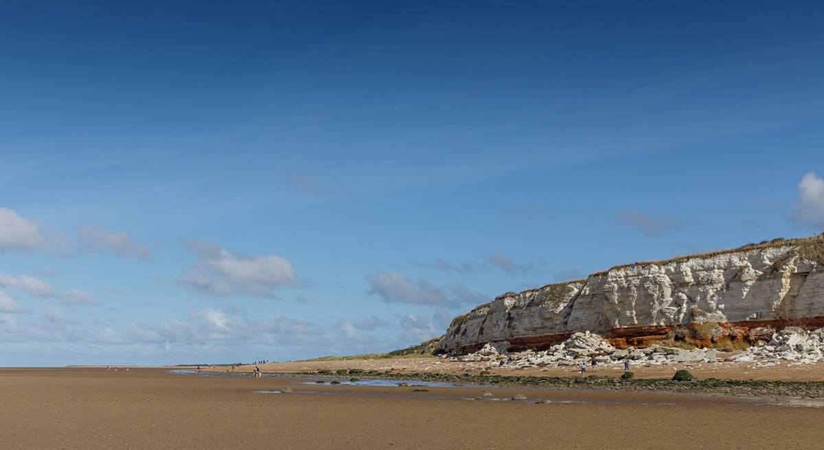 The iconic striped cliffs close to the promenade.