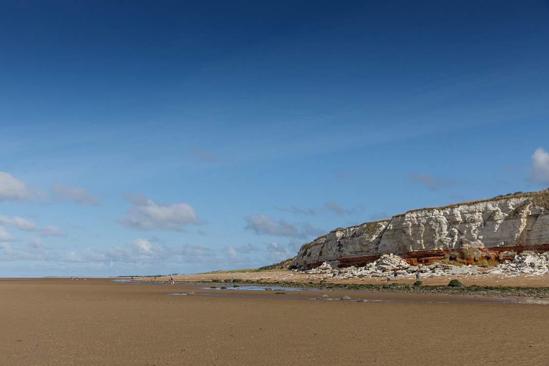 The iconic striped cliffs close to the promenade.