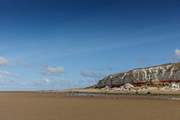 The iconic striped cliffs close to the promenade.