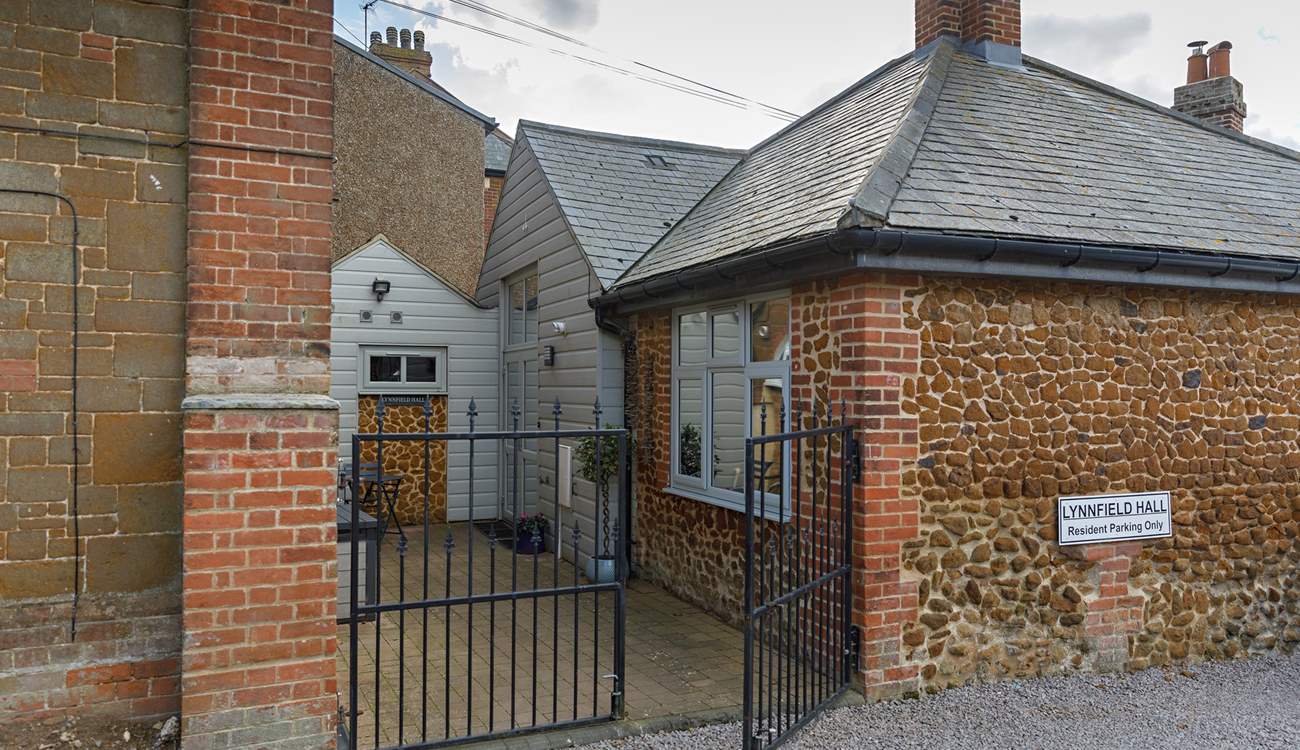 The secluded courtyard leads off the parking area. 