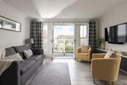 A beautifully stylish space with a balcony that has views across Swanage Bay.