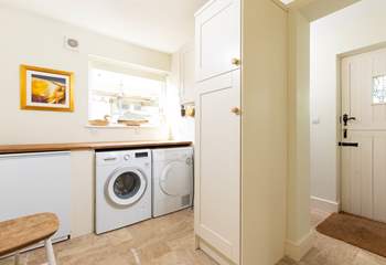 The handy-utility room on the ground floor is perfect for muddy welly boots and wet dogs to dry off. 