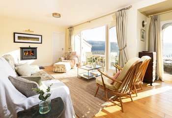 What a beautiful outlook from the sitting room over creek and wooded valley. 