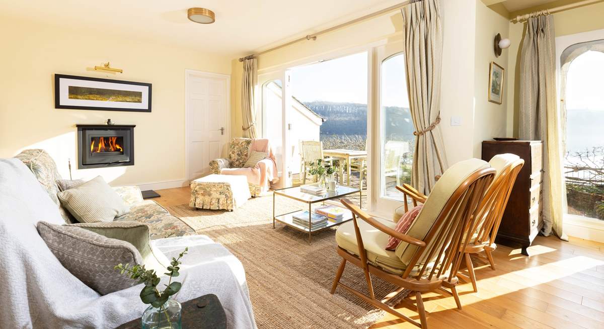 What a beautiful outlook from the sitting room over creek and wooded valley. 