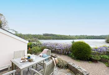 Double doors open from the sitting room to the lovely patio. 