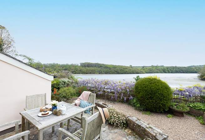 Double doors open from the sitting room to the lovely patio. 