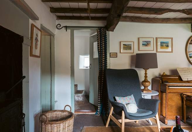 Peeking through from the sitting-room to the original stone staircase.