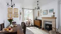Admire the fantastic stone floor in the dining-room.