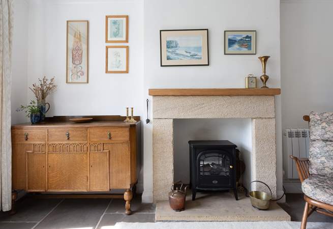 The stone fireplace adds such character.