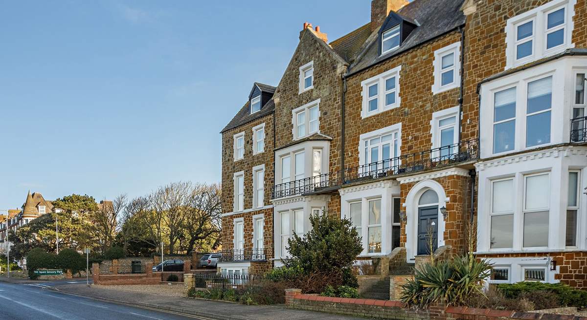 The Garden Flat is situated on the lower ground floor to the left side of the building, facing the sea front and promenade.