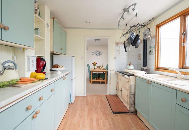 All the holiday chef needs in the light and airy kitchen. 