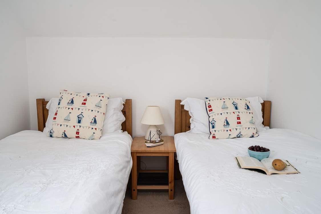 There is a garden view from the sweet twin room on the first floor.