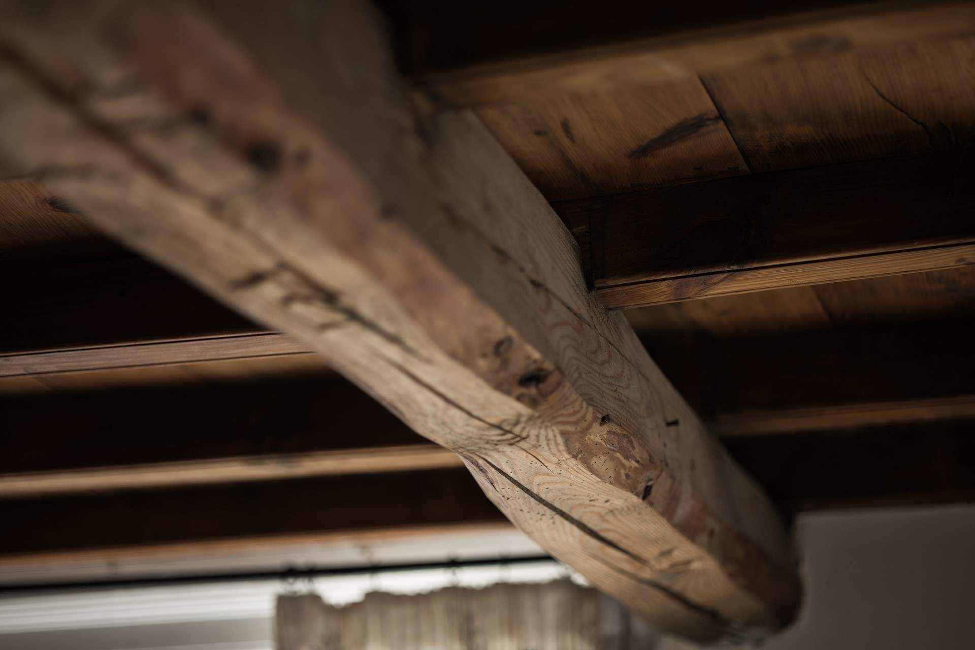 Admire the original beams.