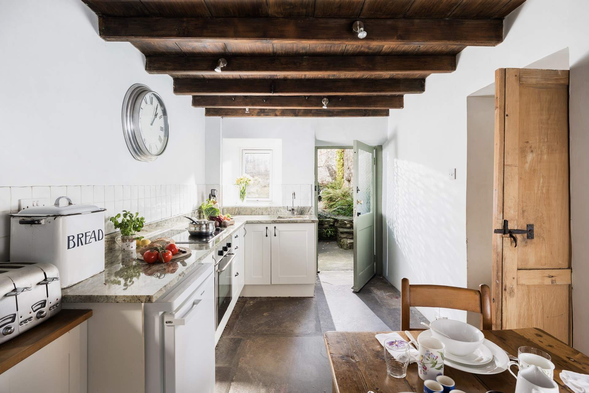 The kitchen leads out into the courtyard.