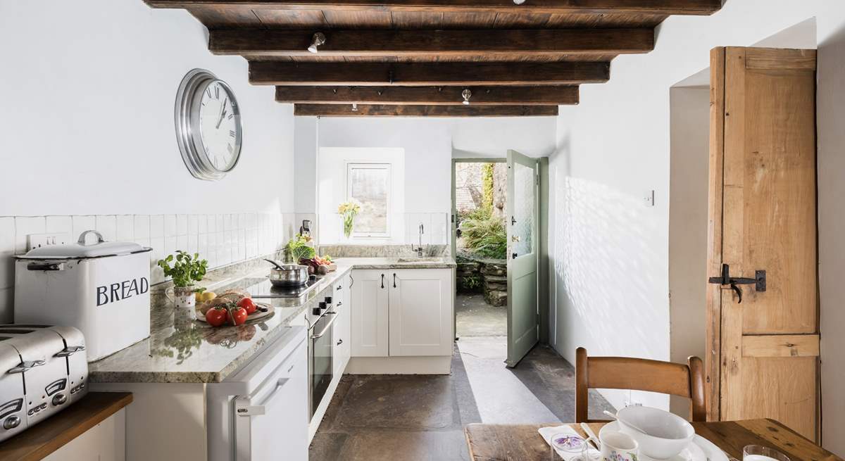 The kitchen leads out into the courtyard.