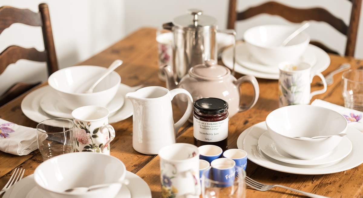 Enjoy a full Yorkshire breakfast at the lovely farmhouse table.