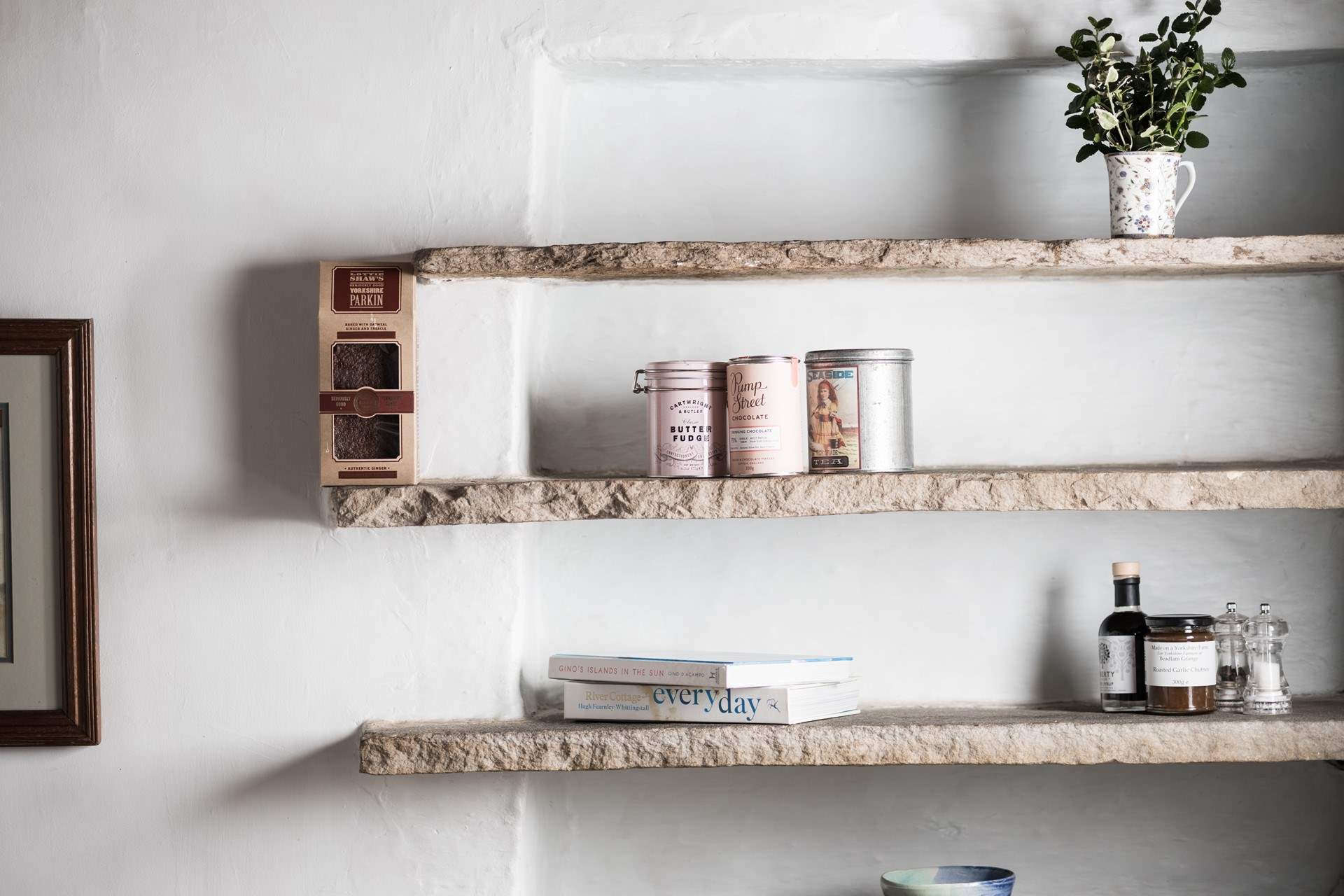 These stone shelves will keep things cool.