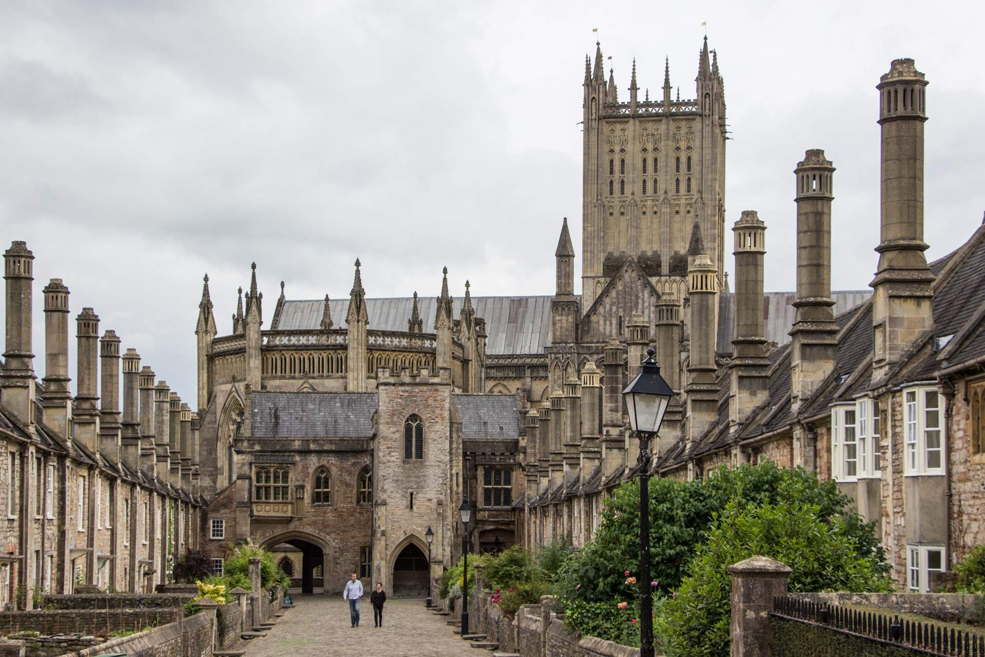 The beautiful cathedral in Wells dominates the skyline.
