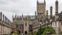 The beautiful cathedral in Wells dominates the skyline.