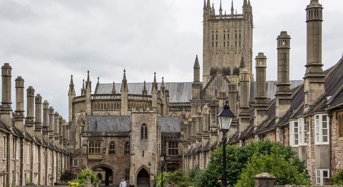 The beautiful cathedral in Wells dominates the skyline.