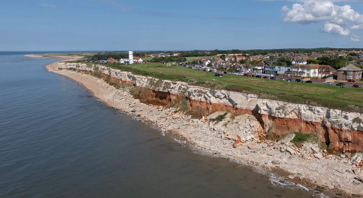 The iconic red and white striped cliffs of Hunstanton and it's Lighthouse.