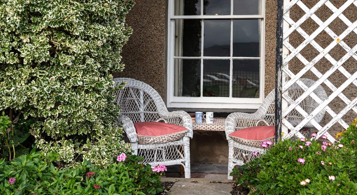 Sheltered spot at the front of the property. 